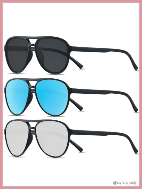 Retro Polarized Aviator Sunglasses for Women Men Classic 70s Square