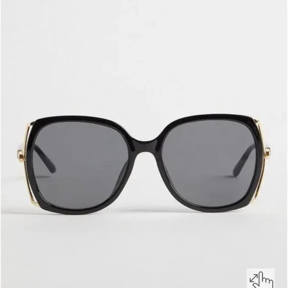 Torrid Black Square Smoke Lens Side Vent Sunglasses Sz.OS NWT