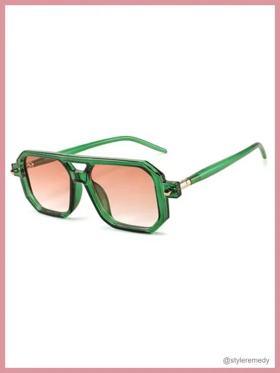 Retro Square 70s Flat Aviator Sunglasses Women Men Vintage Plastic Frame UV400