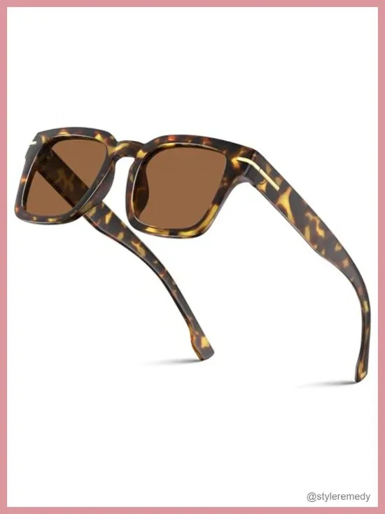 Retro Square Frame Sunglasses with UV Protection HD Lens
