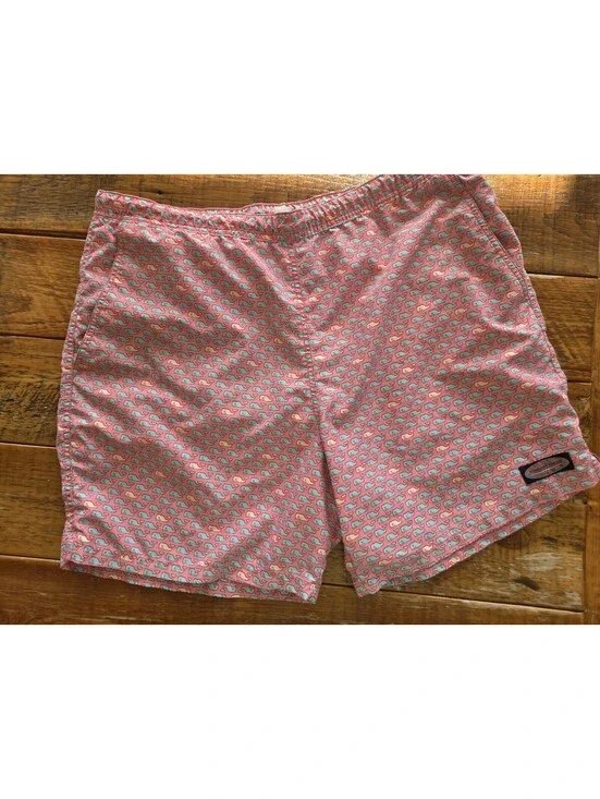 Vineyard Vines Large Pink Blue Whale Chappy Trunks Swim Shorts
