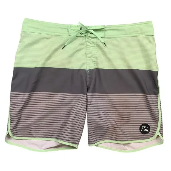 Quiksilver Board Shorts Men 38 Surfsilk Tijuana Highline Striped Beach Surf Swim