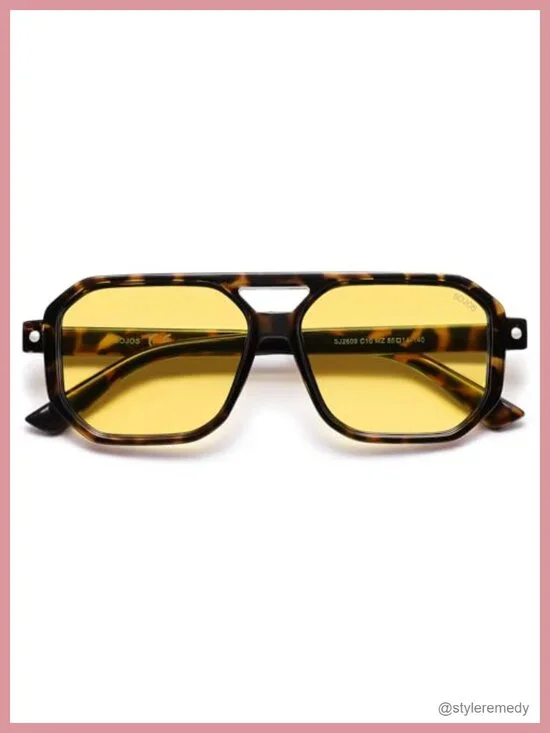 Retro Polarized Square Aviator Sunglasses UV400 Protection