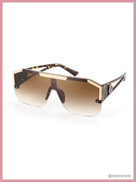 Square Oversized Shield Sunglasses Flat Top One Piece Lens UV400