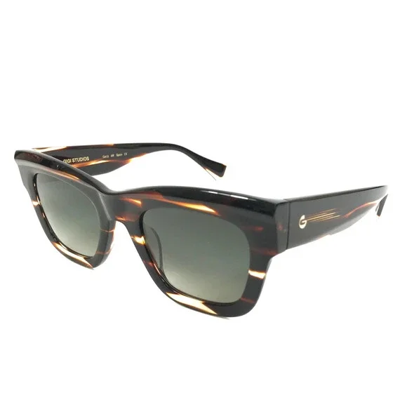 Gigi Studios Sunglasses ALFA 6897/2 Striped Horn Frames w/ Green Gradient Lenses