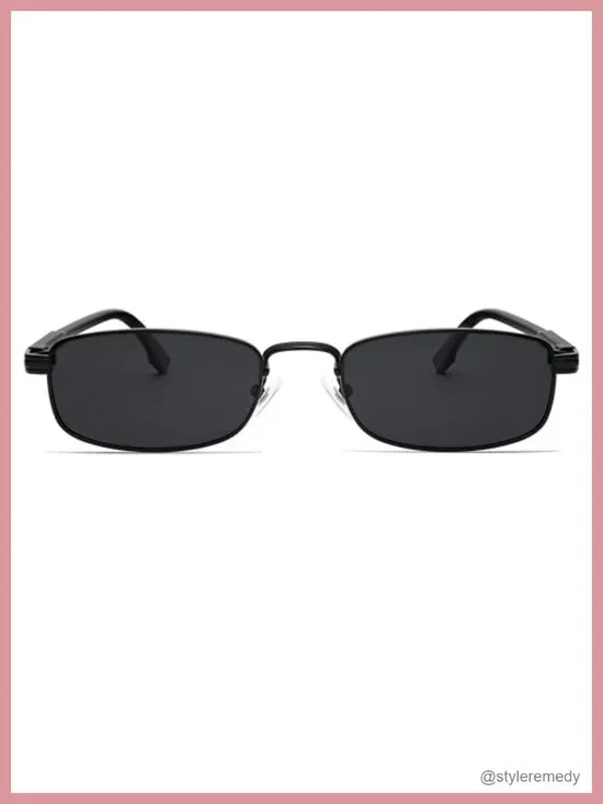 Sleek Minimalist Rectangular Polarized Sunglasses for Women Men 90s Y2k Thin