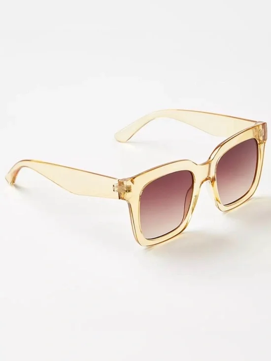 NWT LOFT Crystal Finish Square Sunglasses Yellow OS