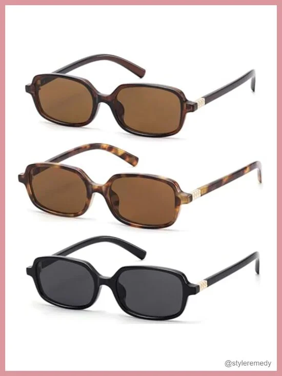Trendy Rectangle Sunglasses for Women Men Retro 90s Square Shades Y2K UV