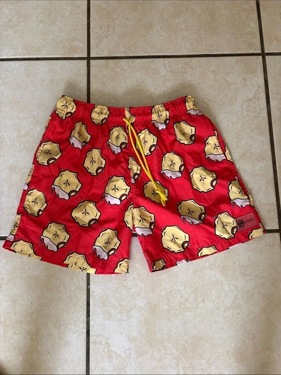 envy Red and Yellow Graphic Swim Trunks