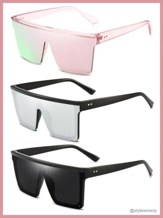 Oversized Square Flat Top Sunglasses for Women Men UV400