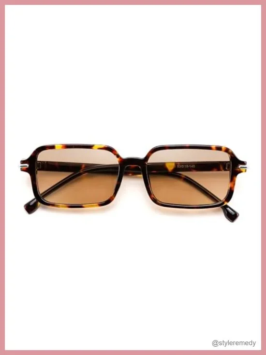 Vintage Rectangular Narrow Sunglasses UV400 Protection Lightweight Retro Square