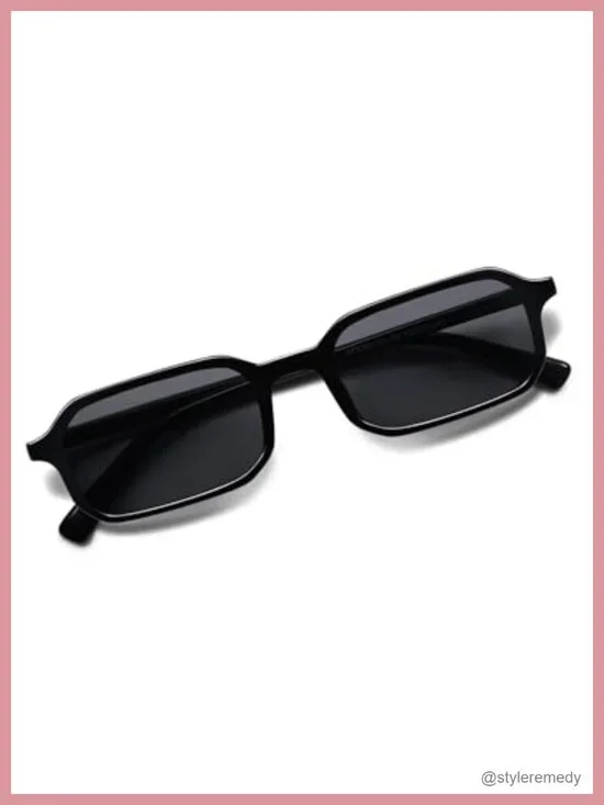 Retro Skinny Rectangle Sunglasses 90s Narrow Thin Frame Sunnies