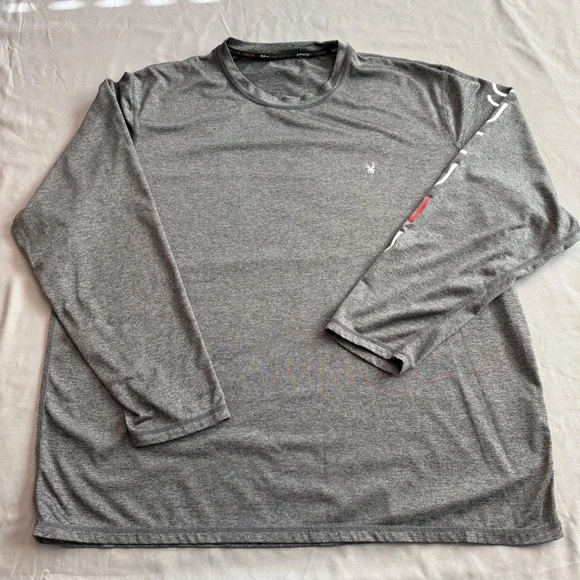 Spyder Swim Mens Rash‎ Guard Long Sleeve Charcoal Gray Heather Surf Shirt Logo