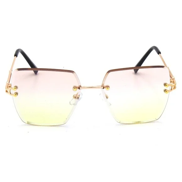 Rimless Women Sunglasses Women Fashion Tinted Lens Octagon Frame Sun Glasses New