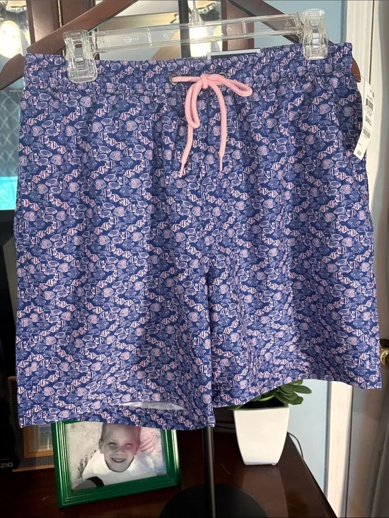Charter Club Blue Swim Trunks with Pink Drawstring