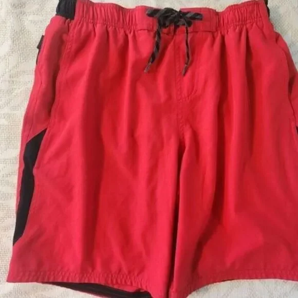 14 Nike Red Swim Board Shorts with Black Accent