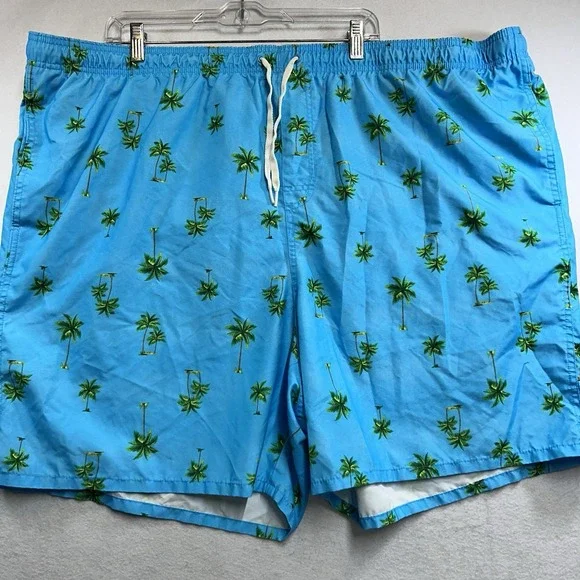 Old Navy Swim Trunks Board Shorts Size 4 XL Blue With Palms