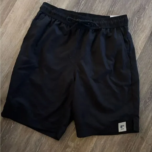 Mens Black Above The Knee Swim Trunks Sz S