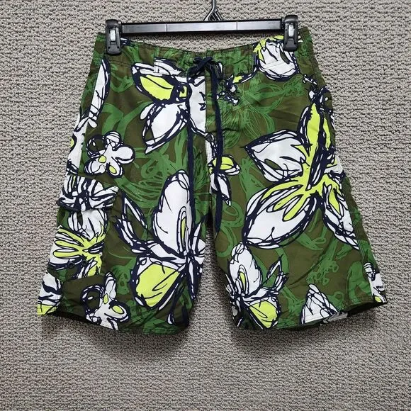 ARIZONA Jean Co Men's Green Floral Hawaiian Board Shorts Swim Trunks Size 34