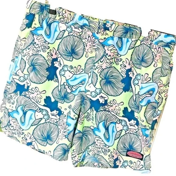 Vineyard‎ Vines Swim Trunks Shorts Men's M L 37x6.5 Mermaid Drawstrng Lined Logo