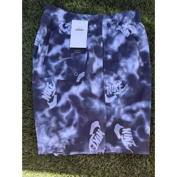 Nike Tie-Dye Mens Swim Shorts Trunks 7”‎ Size Large New Black Grey White NEW!