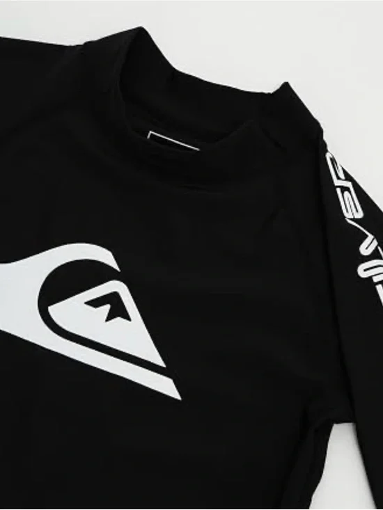 Quiksilver Black Rash Guard with White Logo Print
