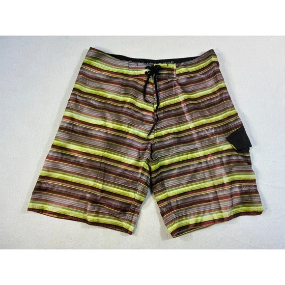 Vintage‎ Hang Loose Board Shorts Brazil Surf Multi-Stripe Mens Size 46 Swim