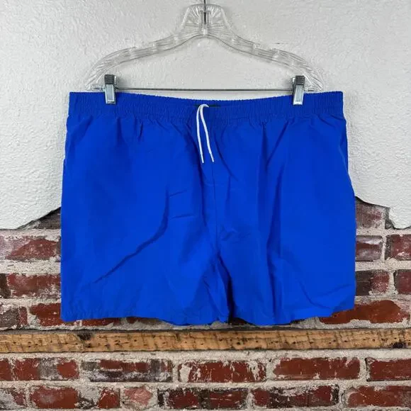 J Crew Swim Trunks Mens XL Blue Nylon Mesh Lined Quick Dry Board Shorts Oarsman