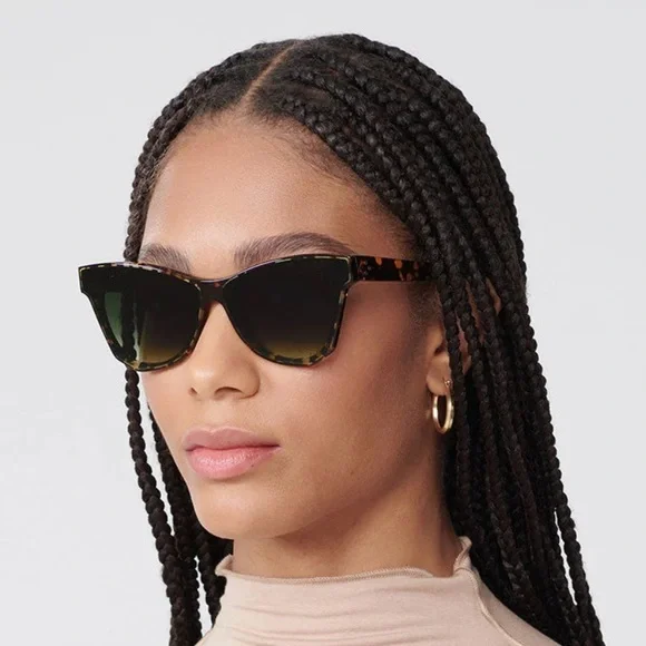 KREWE Tortoiseshell Cat Eye Sunglasses with Dark Green Gradient Lenses