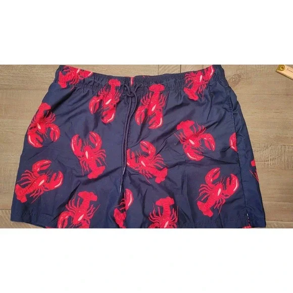 George Mens Lobster Swimtrunks Sz XL used blue Red Ocean‎ Nautical 40 42