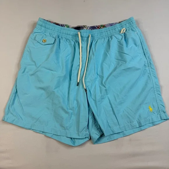 Polo Ralph Lauren Swim Trunks Men XL Light Blue Embroidered Pony Mesh Lined