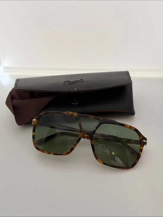 Persol PO3223S Madreterra Tortoise Sunglasses - Polarized Green 59mm 1052/P1