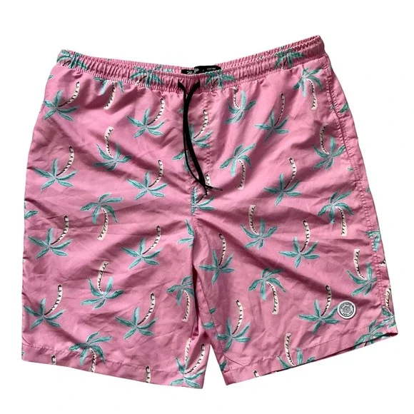 BKLYN Cloth Mens Kent Ave Volley Swim Trunks Shorts Palm Tree 2XL Bathing Suit