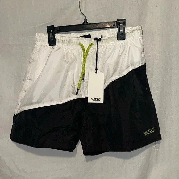 NWT black & white WESC swim shorts size small