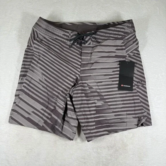 Lululemon Mens Current State Board Short 9 Espresso Striped 34 LM7B07S NEW