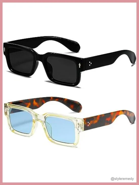Square Frame Sunglasses UV400 Protection Chunky Rectangle Sun Glasses