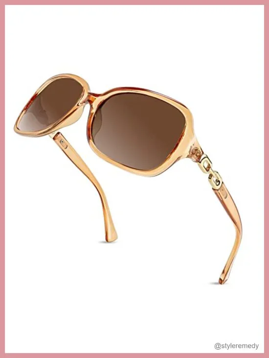 Polarized Square Wraparound Sunglasses UV400 Mirrored Trendy Shades for Women