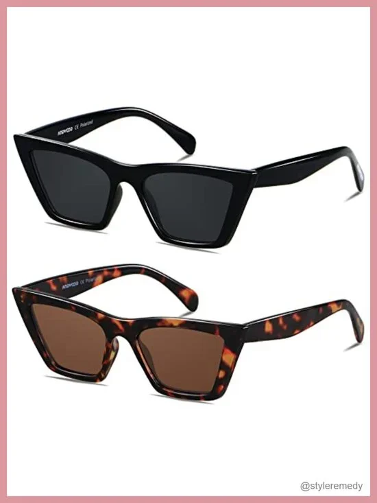 Vintage Cat Eye Polarized Sunglasses UV400 Protection Plastic Frame