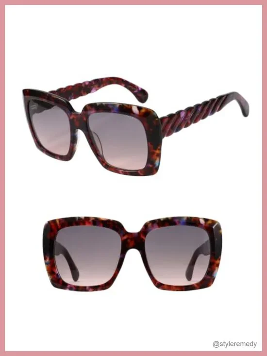 Oversized Square Sunglasses Retro Vintage UV Protection Gradient Lens