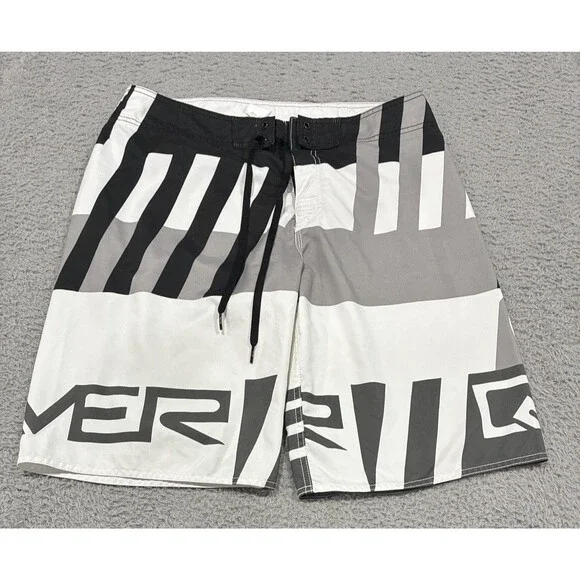 Quiksilver Shorts Mens 34 White Gray Colorblock Board Shorts Swim Trunks