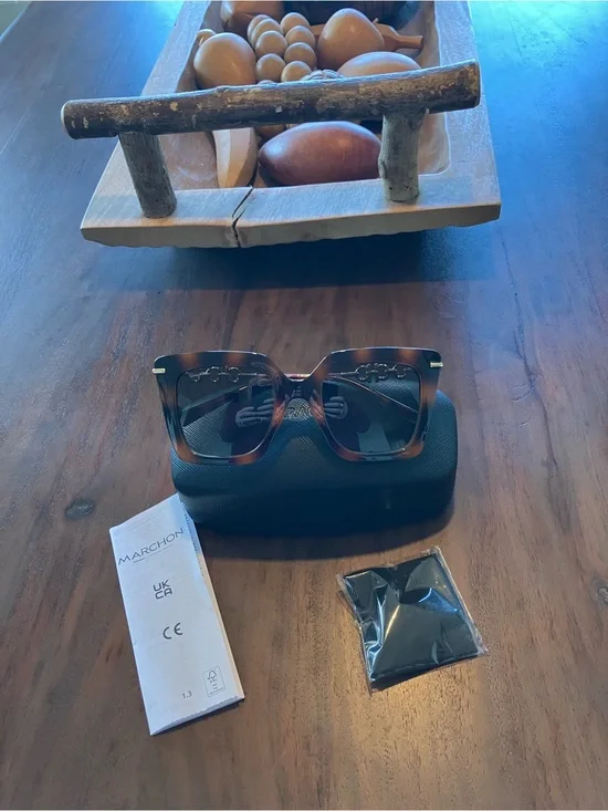 Salvatore Ferragamo Black Oversized Square Sunglasses with Dark Lenses