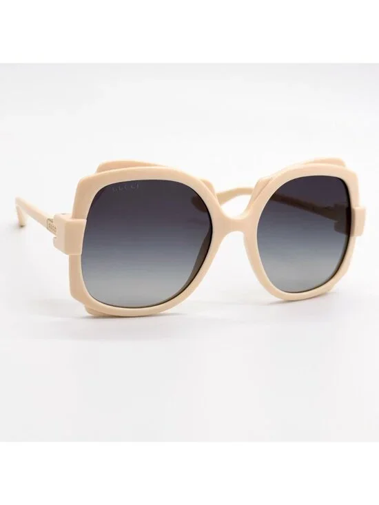 New Gucci White Gray Women Oversized Sunglasses GG1431S 004