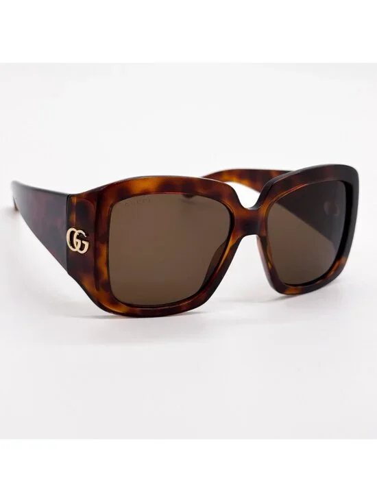 New Gucci Havana Brow Women Oversized Sunglasses GG1402S 002