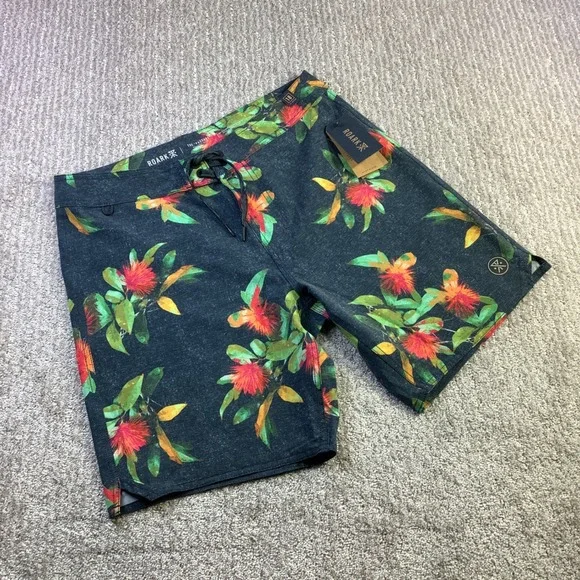Roark The Passage La‎ Selva Hemp Blend Boardshorts Mens Size 30 Navy Floral NWT