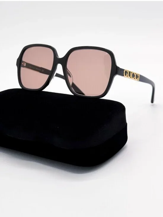 New Gucci Black Brown Square Women Sunglasses GG1189SA 004
