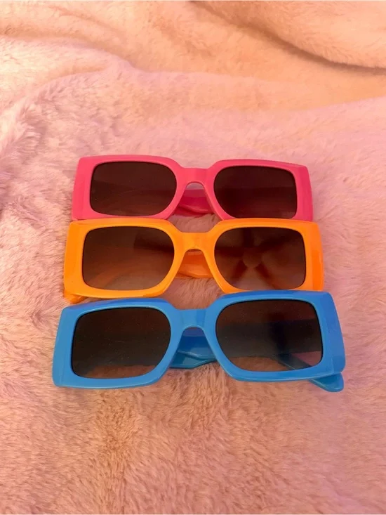 3 pack party sunglasses (pink, orange, blue)