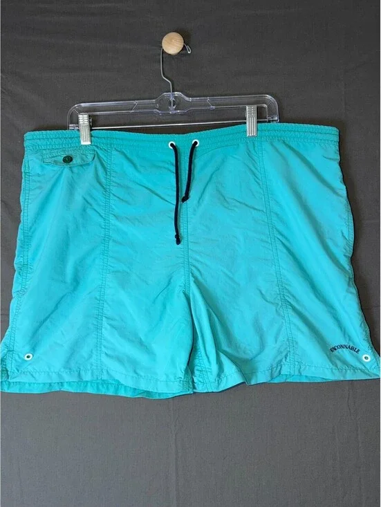 Faconnable Men Swim Trunks Size L Teal Blue Aqua Mesh Lined Beach Board Shorts