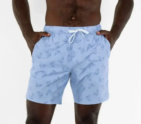 Bearbottom Blue Fish Bonita 7” Swim Trunk-Size Small