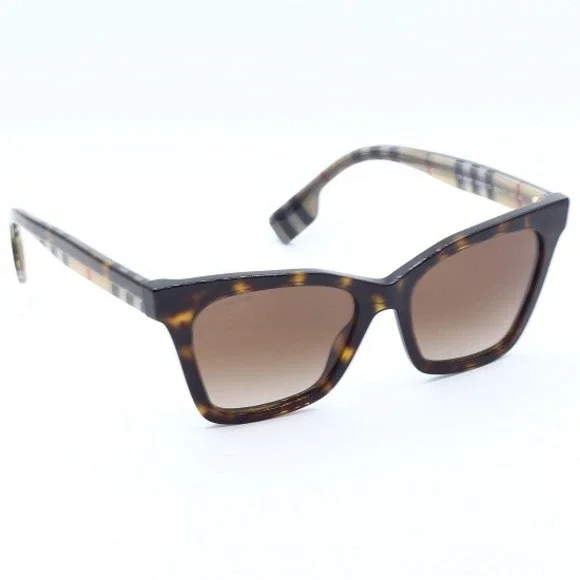 Burberry Elsa Sunglasses B4346 Cat Eye‎ Tortoiseshell Havana Novacheck Plaid
