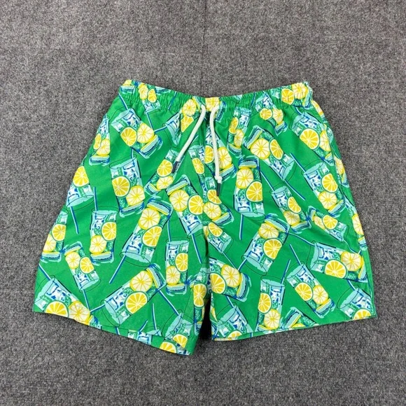 Crown & Ivy Mens Green Mojito Cocktail Print Swim Trunks Shorts Size Small